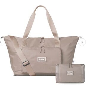 The Foldie Travel Tote Bag NWT In Beige